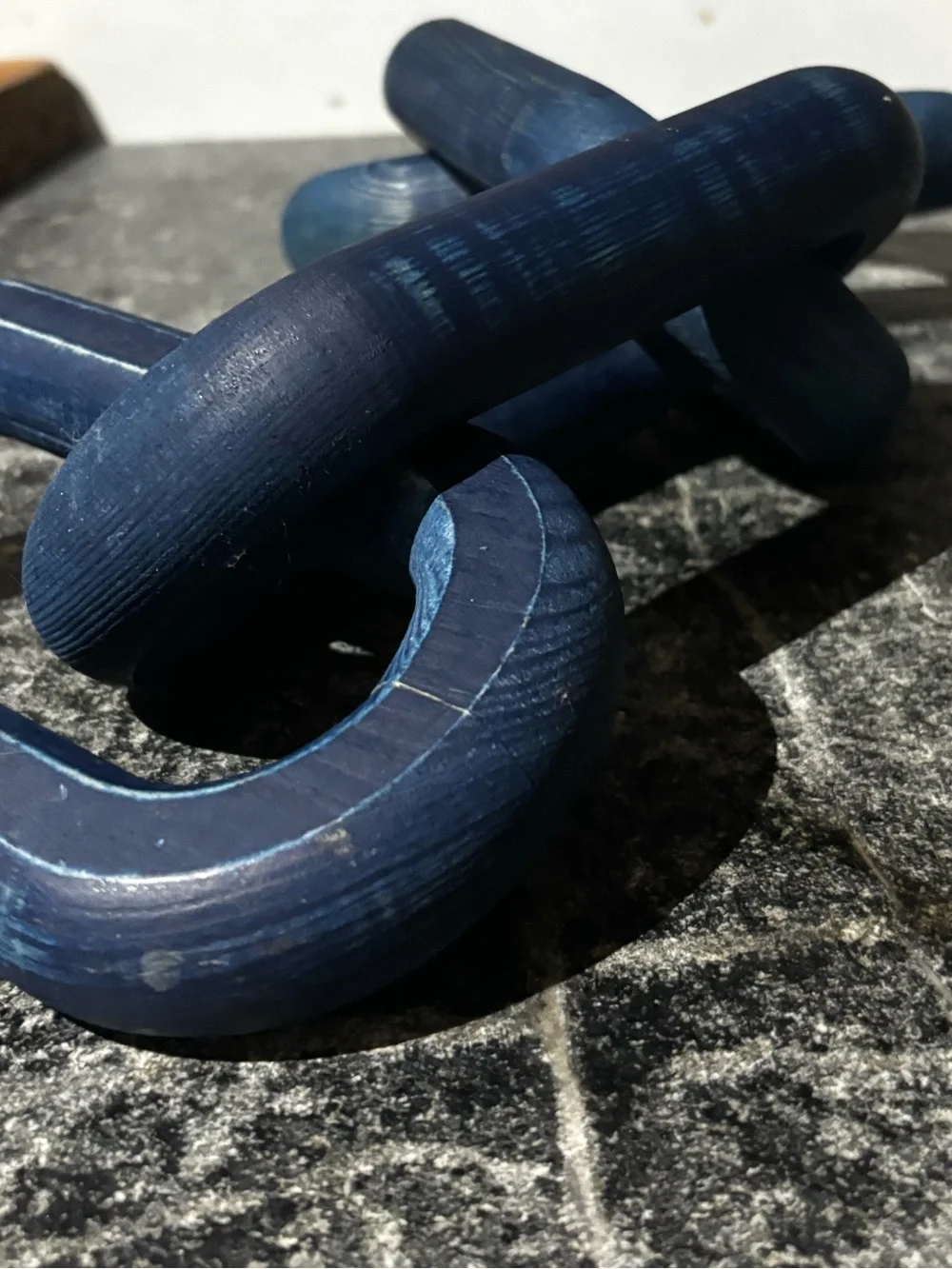 Decorative Blue Wooden Chain Link Sculpture
